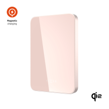 Powerbanka FIXED MagZen 5 Crystal s bezdrátovým nabíjením se standardem Qi2 a podporou MagSafe, 5 000 mAh, růžová