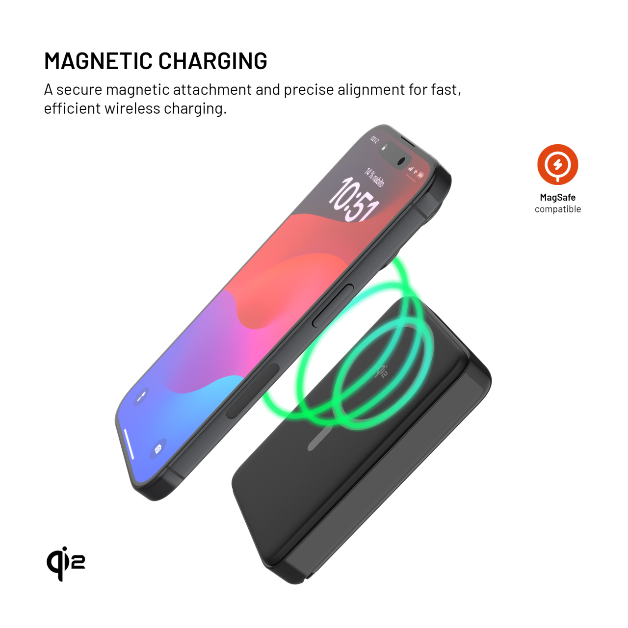 FIXED Powerbanka MagZen 10 Pro s bezdrátovým nabíjením se standardem Qi2 a podporou MagSafe, 10 000 mAh, černá