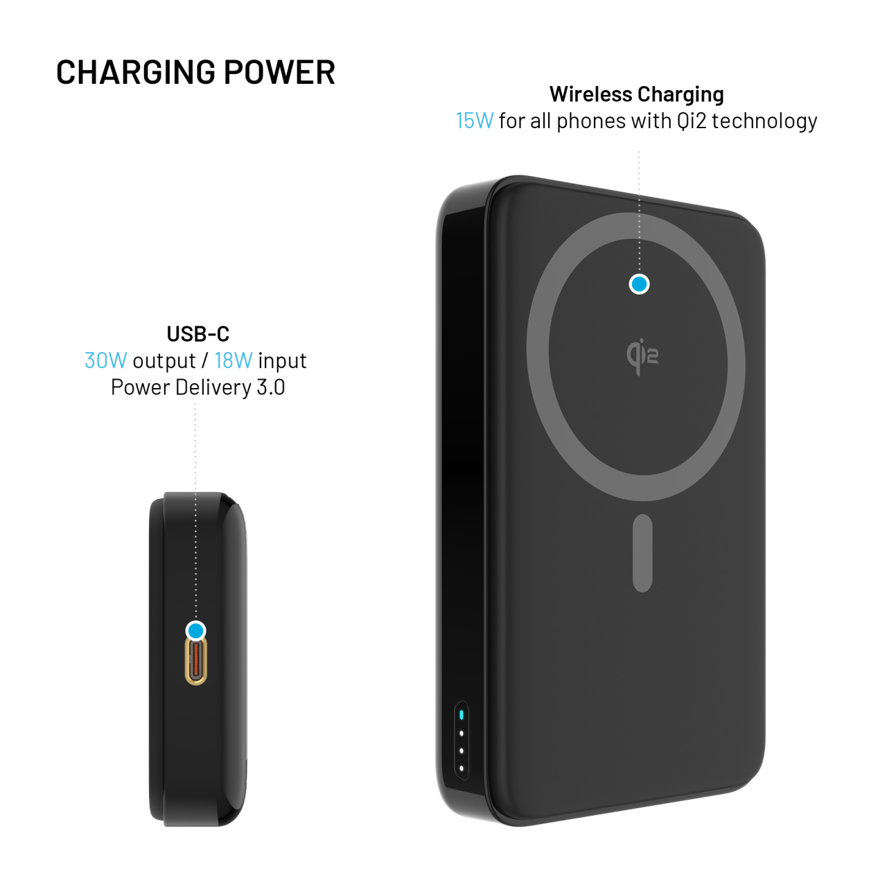 FIXED Powerbanka MagZen 10 Pro s bezdrátovým nabíjením se standardem Qi2 a podporou MagSafe, 10 000 mAh, černá