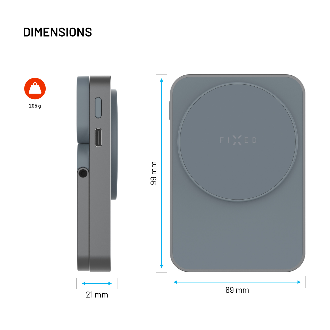 Powerbanka se stojánkem s integrovanou Apple Watch nabíječkou a podporou MagSafe, 5 000 mAh - Fixed MagZen 5 Stand, šedá