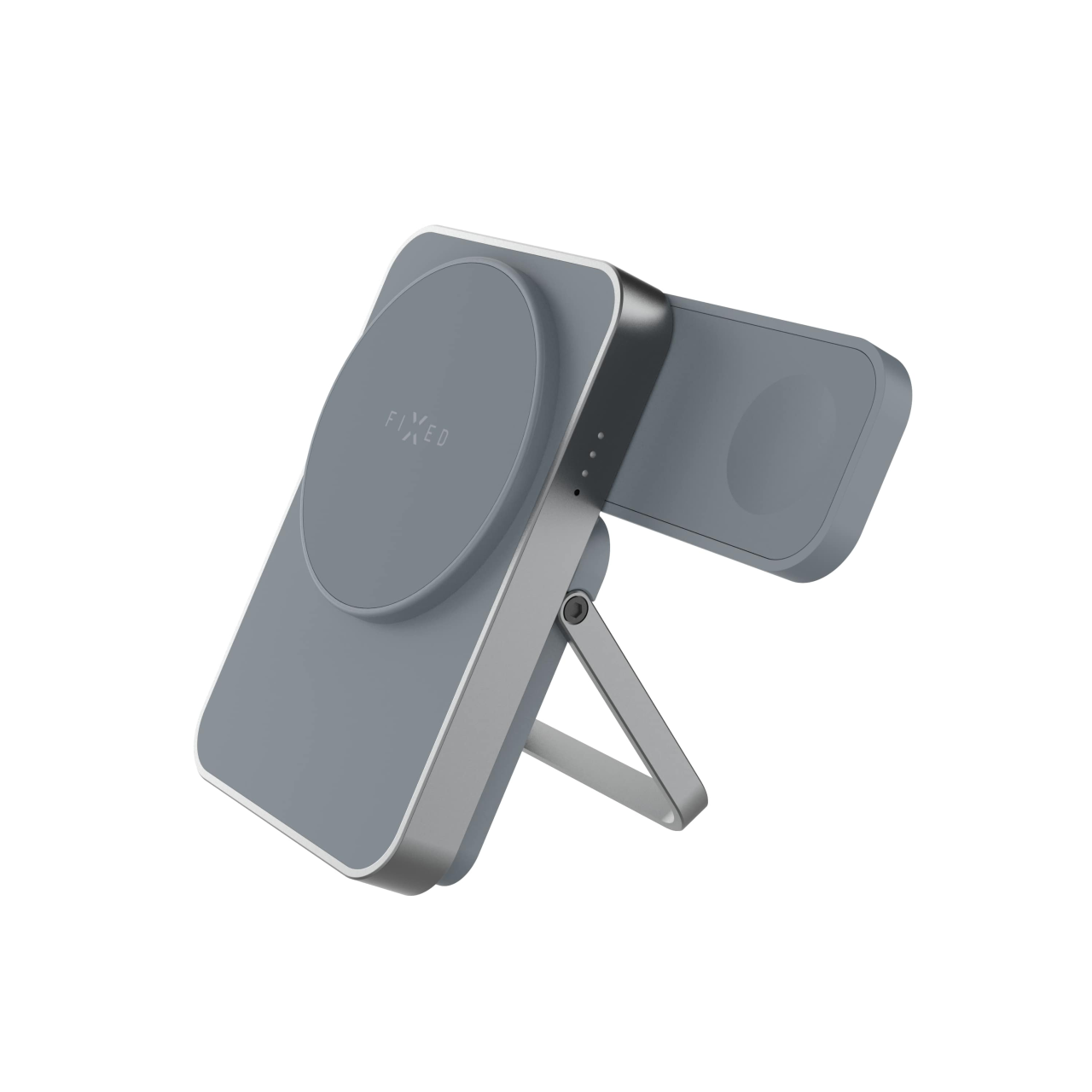 Powerbanka se stojánkem FIXED MagZen 5 Stand s integrovanou Apple Watch nabíječkou a podporou MagSafe, 5 000 mAh, šedá