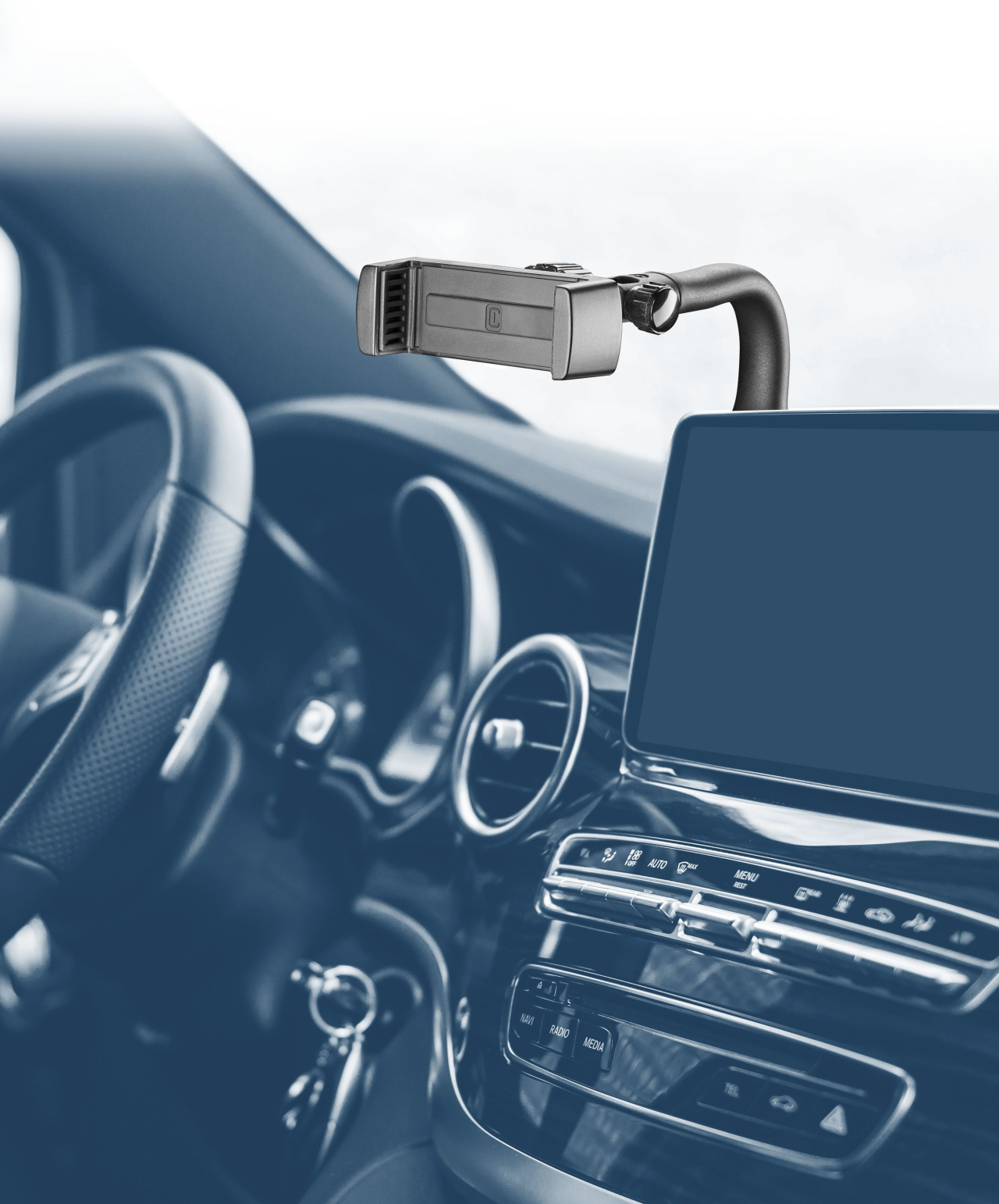 Univerzální držák Cellularline Spin Display k upevnění na displej automobilu, černý