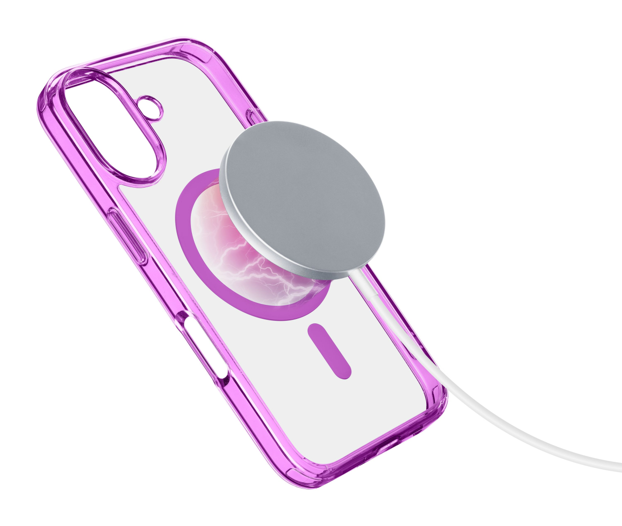 Zadní kryt Cellularline Iconic Mag s podporou Magsafe pro Apple iPhone 16, čirý / růžový