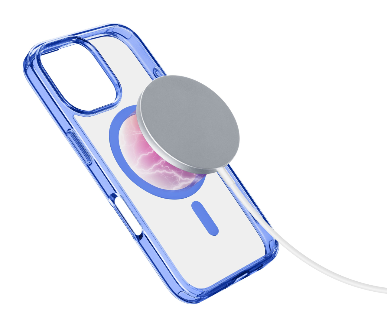 Zadní kryt Cellularline Iconic Mag s podporou Magsafe pro Apple iPhone 16 Pro Max, čirý / tmavě modrý