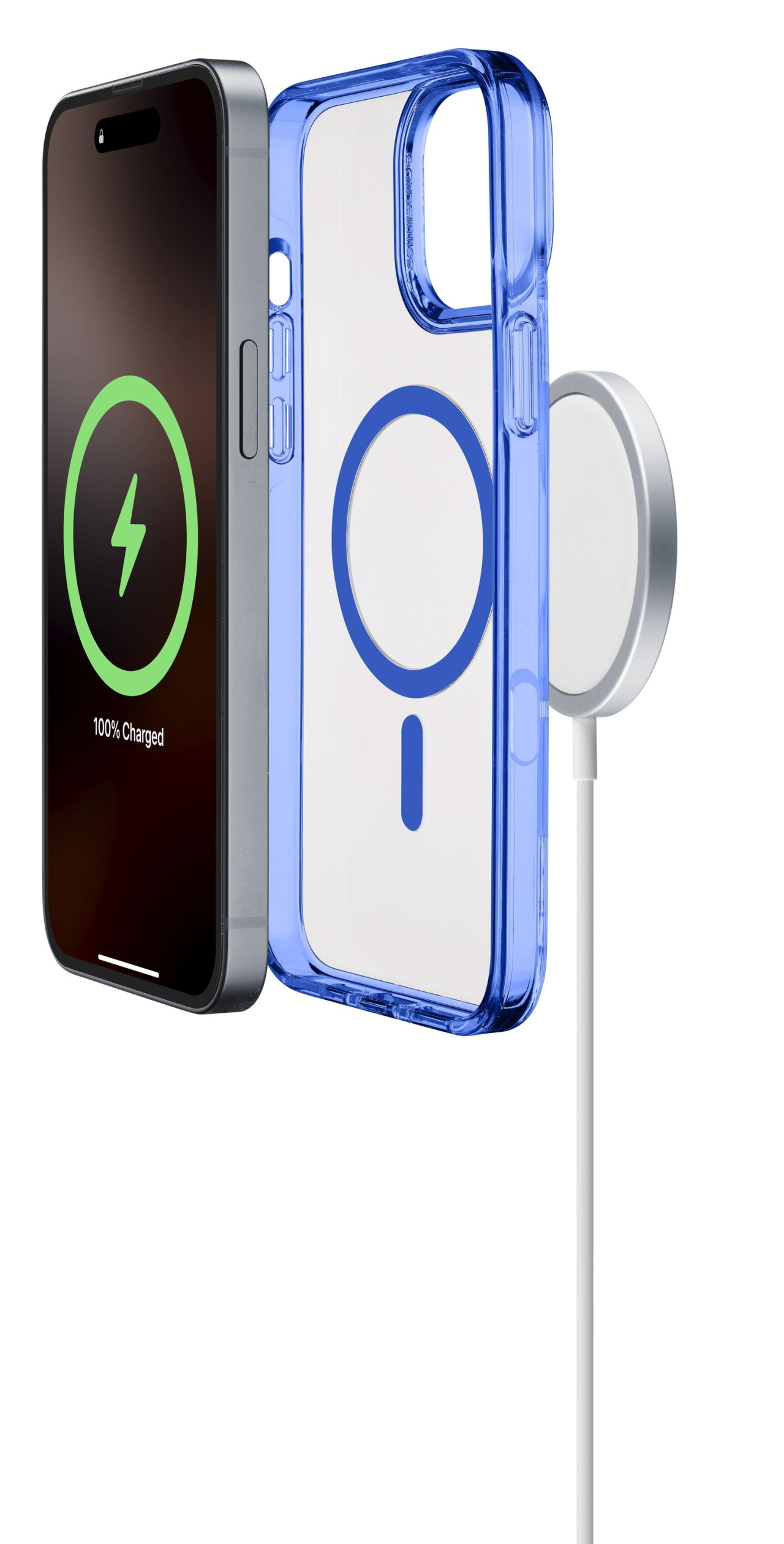 Zadní kryt Cellularline Iconic Mag s podporou Magsafe pro Apple iPhone 16 Pro, čirý / tmavě modrý