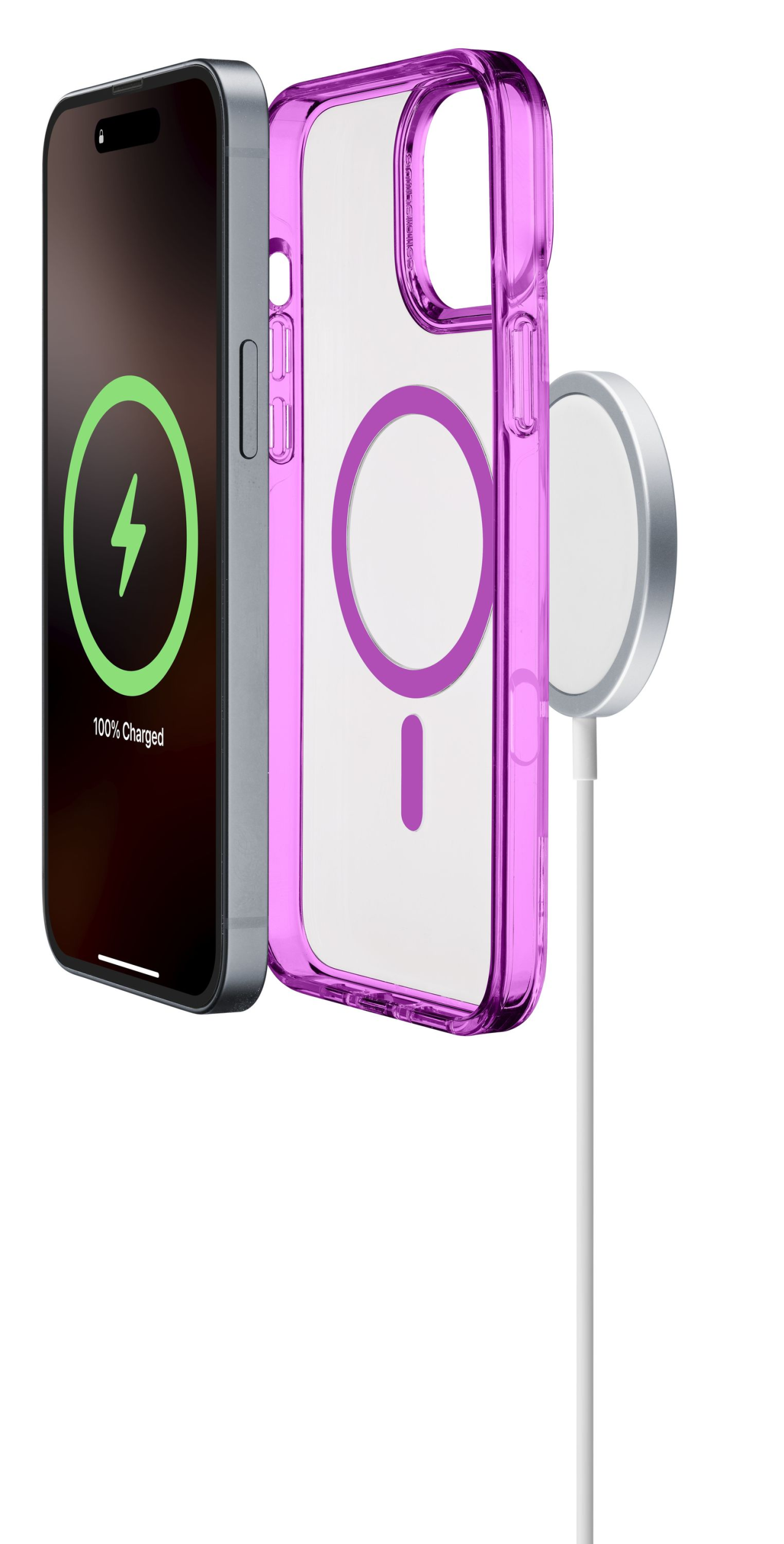 Zadní kryt Cellularline Iconic Mag s podporou Magsafe pro Apple iPhone 16 Pro, čirý / růžový