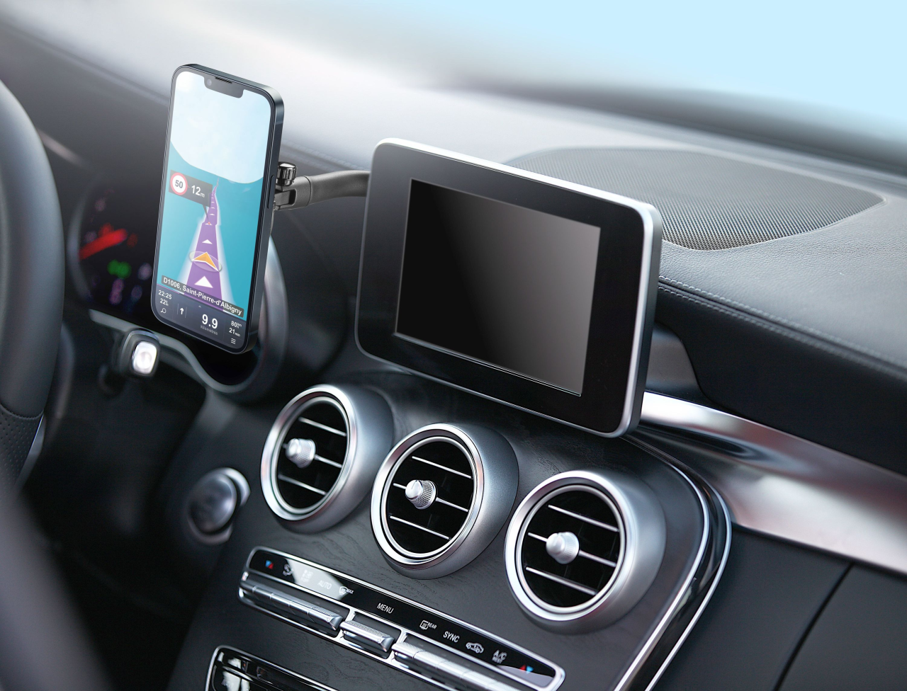 Univerzální držák Cellularline Mag Display k upevnění na displej automobilu s podporou MagSafe, černý