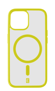 Zadní kryt Cellularline Pop Mag s podporou Magsafe pro Apple iPhone 15, čirý / limetkový