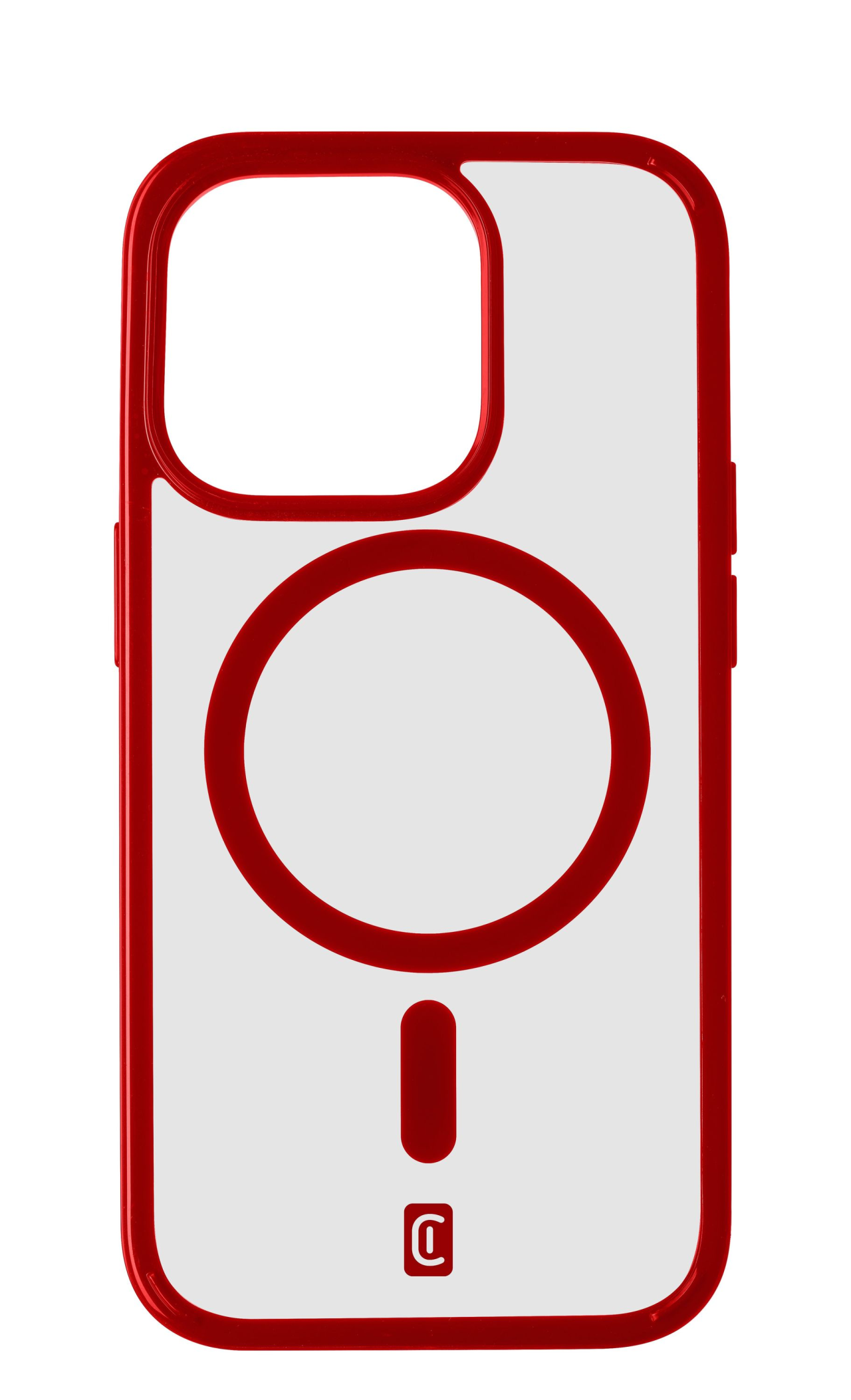 Zadní kryt Cellularline Pop Mag s podporou Magsafe pro Apple iPhone 15 Pro, čirý / červený