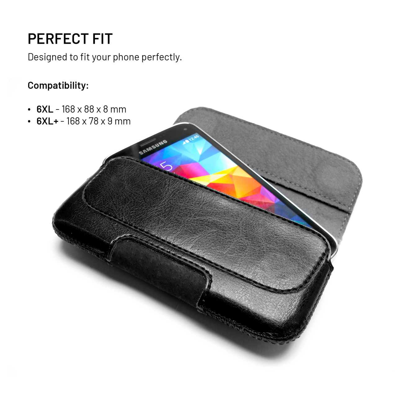 FIXED Horizontální pouzdro Sarif se zavíráním, PU kůže, velikost 6XL, černé