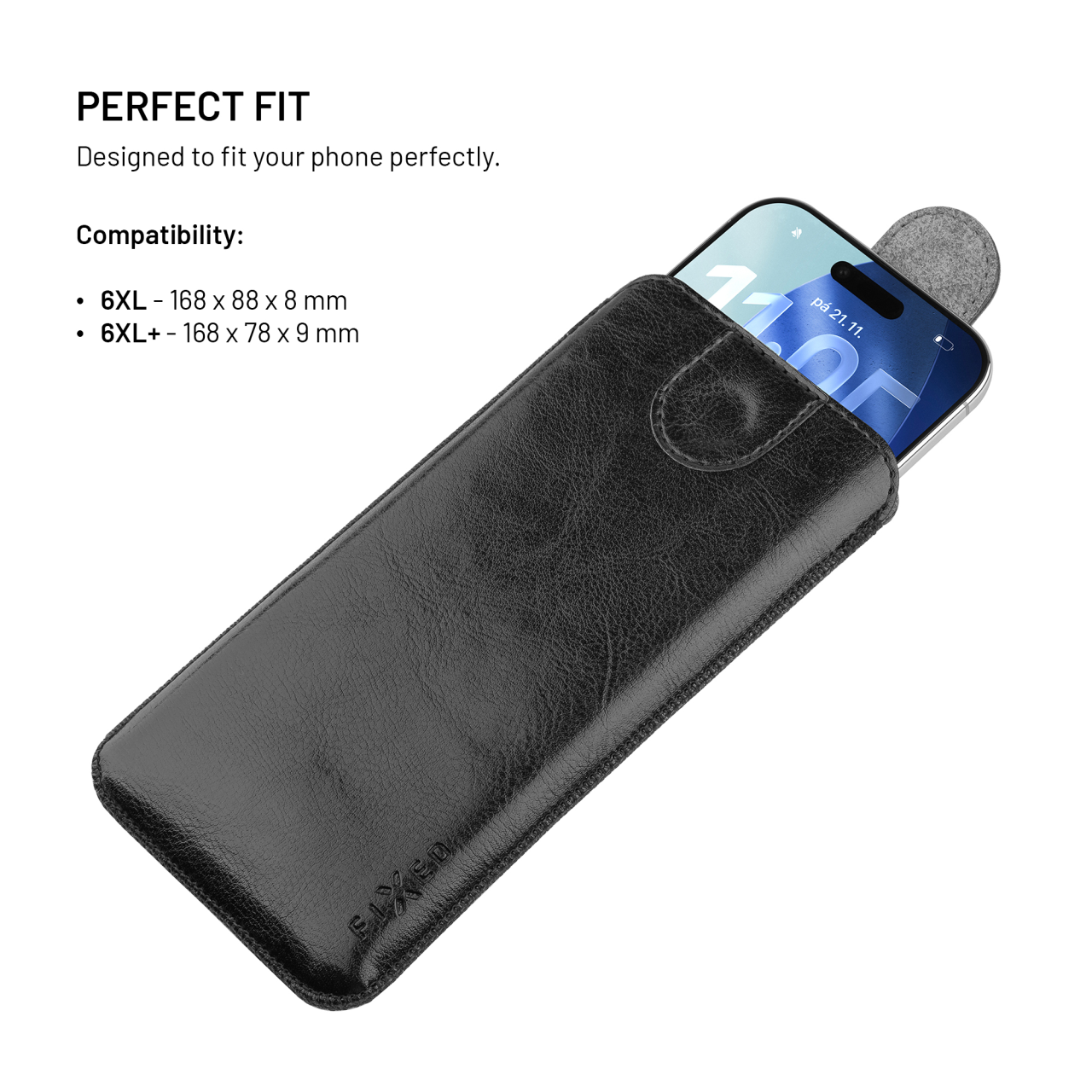 FIXED Pouzdro Sarif se zavíráním, PU kůže, velikost 6XL, černé