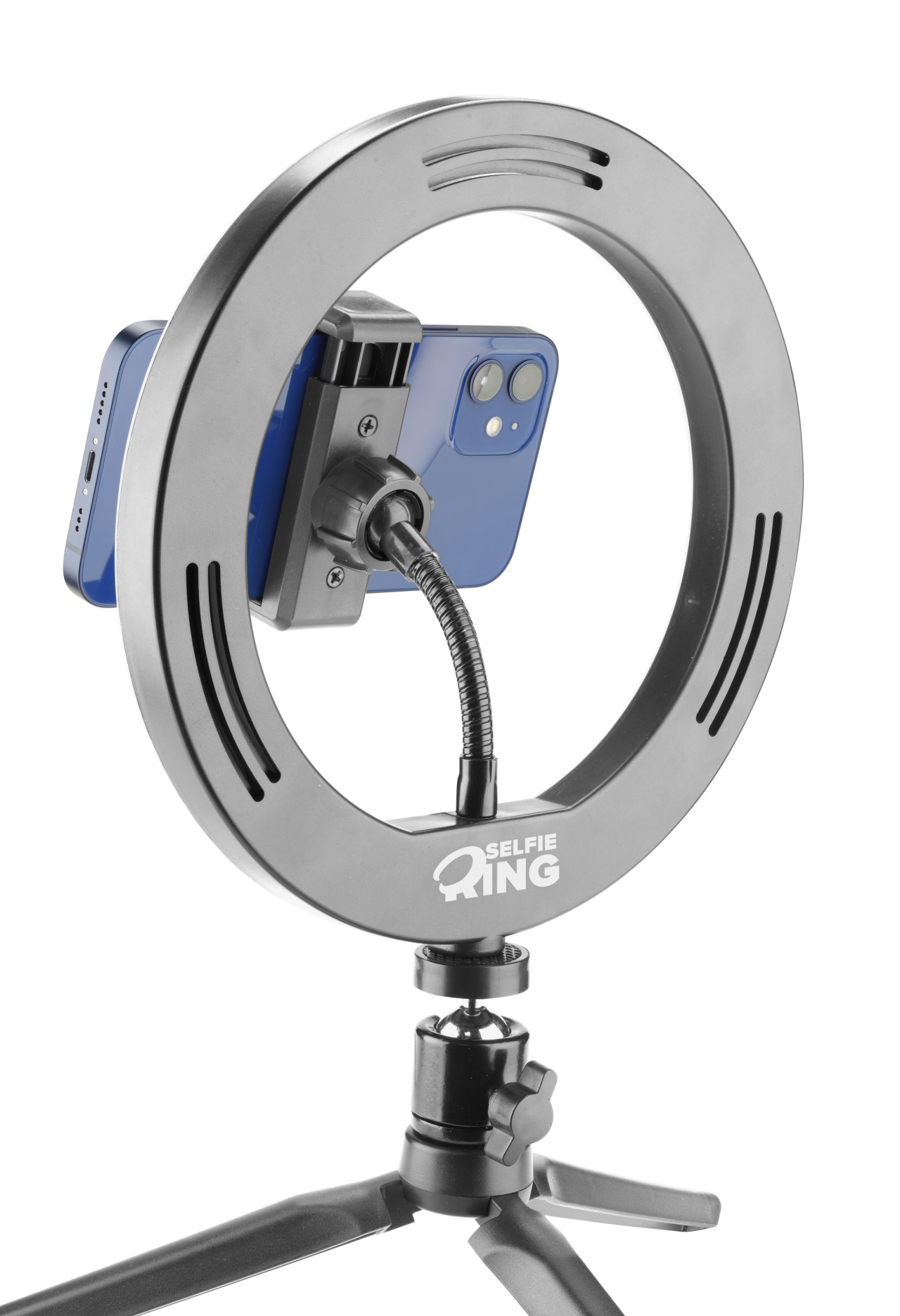 Tripod Cellularline Selfie Ring s LED osvětlením pro selfie fotky a videa, černý
