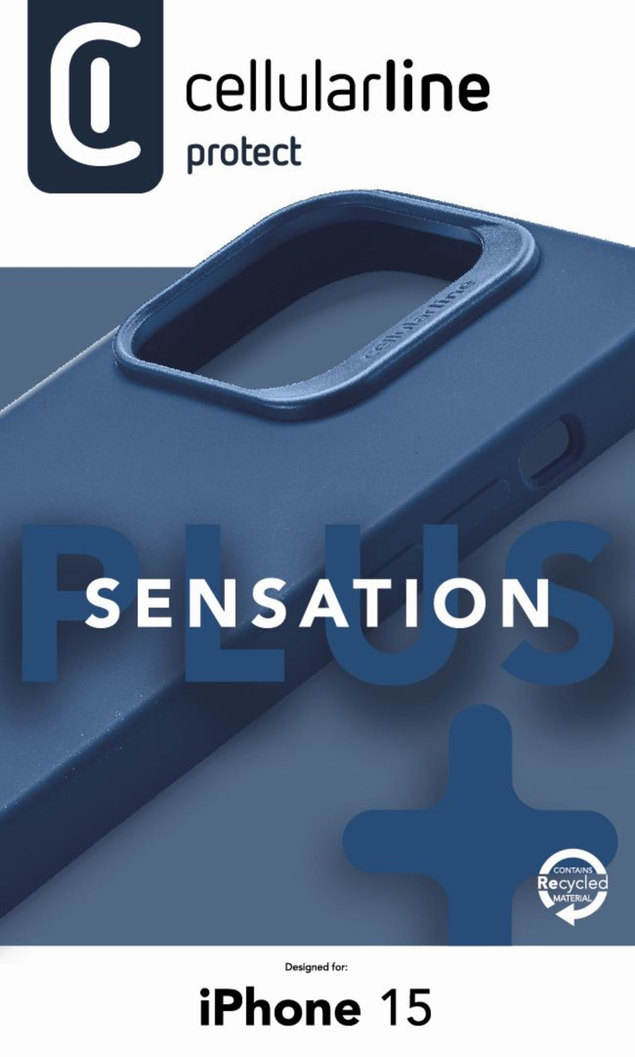 Ochranný silikonový kryt Cellularline Sensation Plus pro Apple iPhone 15, modrý