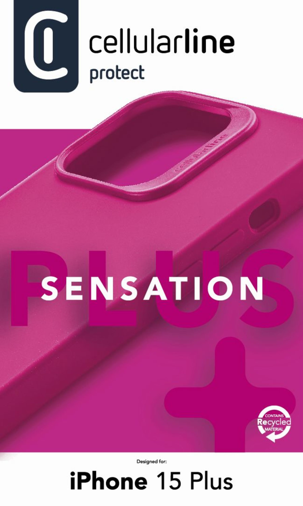 Ochranný silikonový kryt Cellularline Sensation Plus pro Apple iPhone 15 Plus, růžový