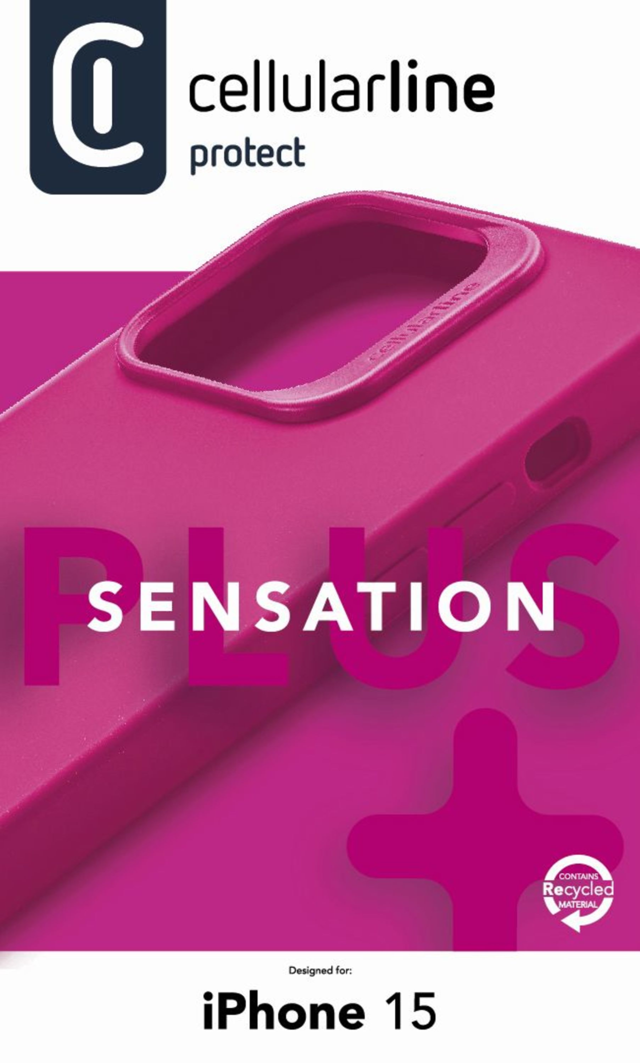 Ochranný silikonový kryt Cellularline Sensation Plus pro Apple iPhone 15, růžový