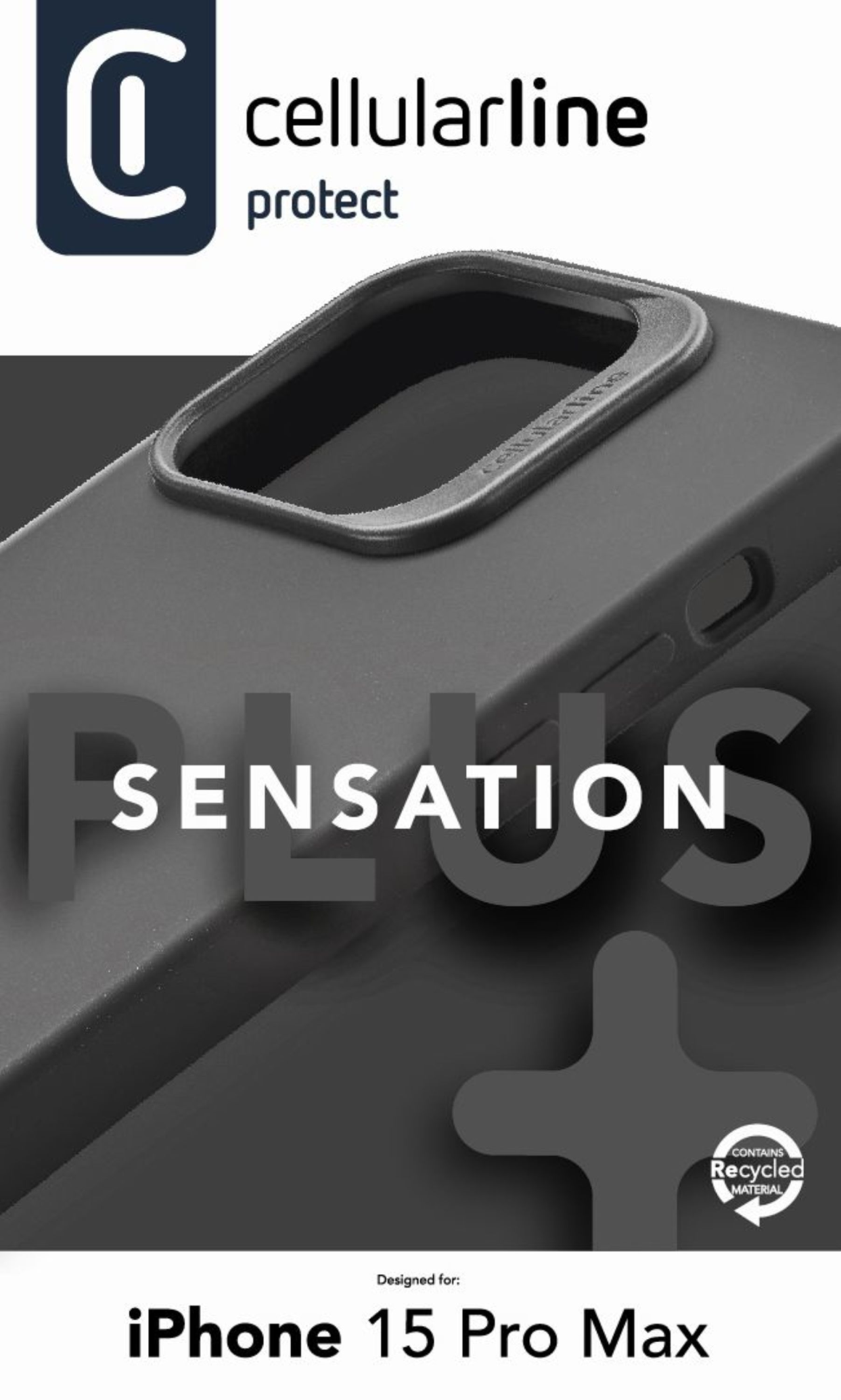 Ochranný silikonový kryt Cellularline Sensation Plus pro Apple iPhone 15 Pro Max, černý