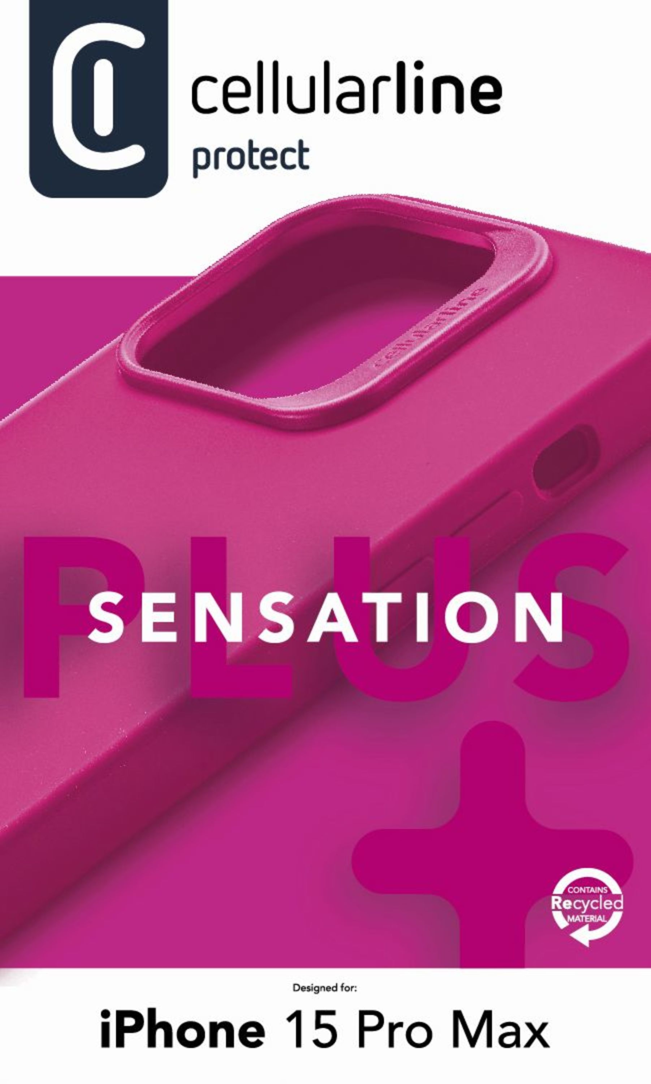 Ochranný silikonový kryt Cellularline Sensation Plus pro Apple iPhone 15 Pro Max, růžový