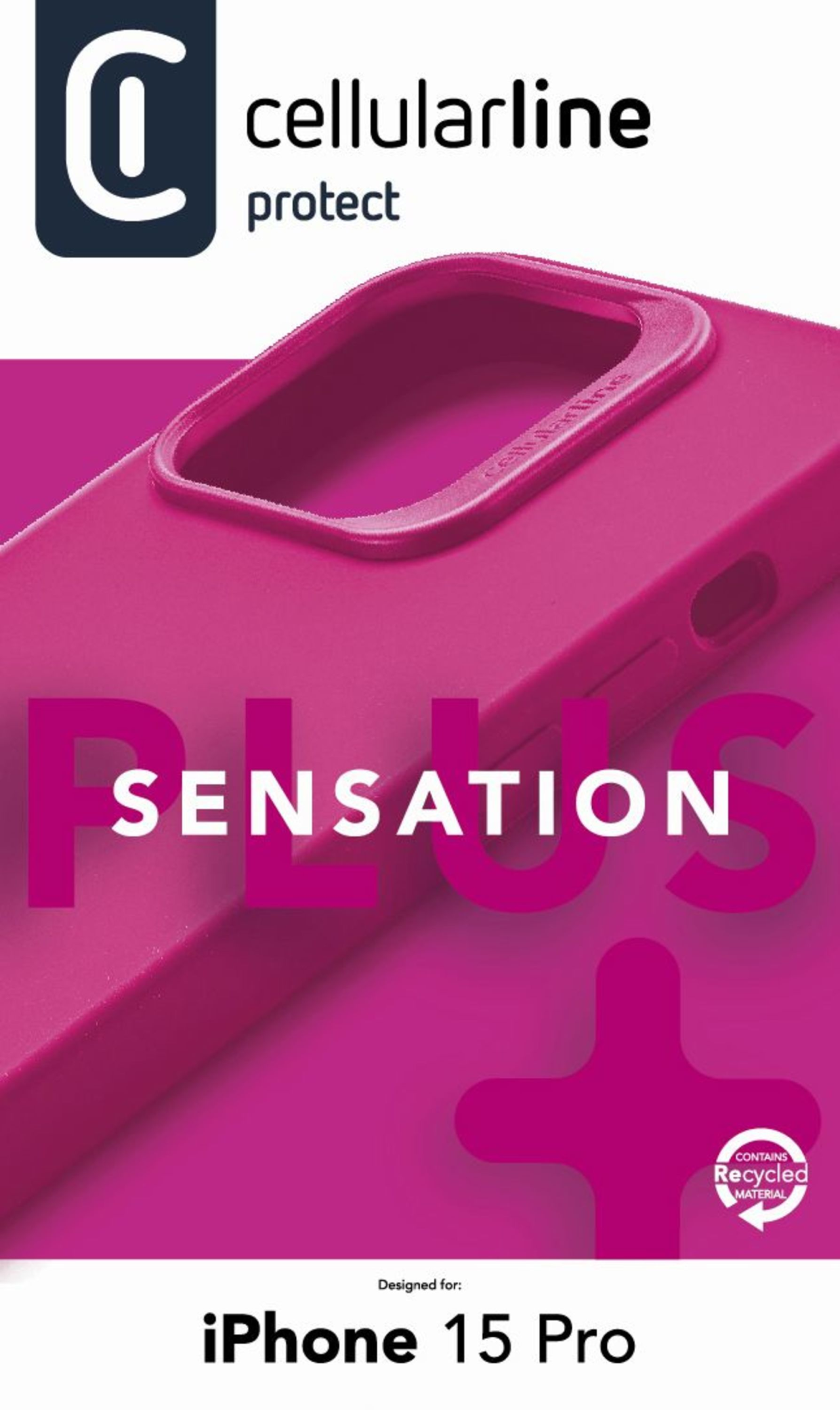 Ochranný silikonový kryt Cellularline Sensation Plus pro Apple iPhone 15 Pro, růžový