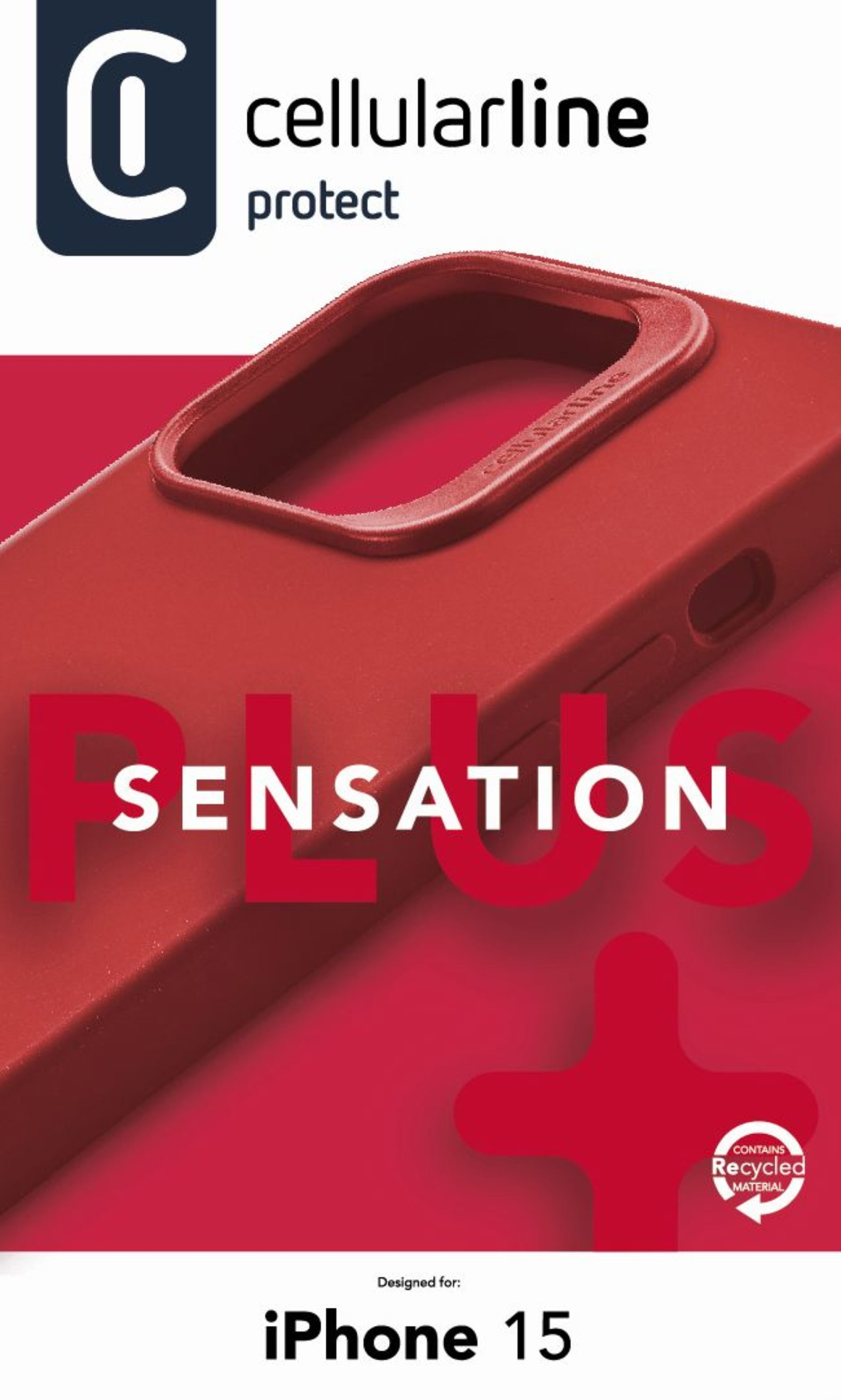Ochranný silikonový kryt Cellularline Sensation Plus pro Apple iPhone 15, červený