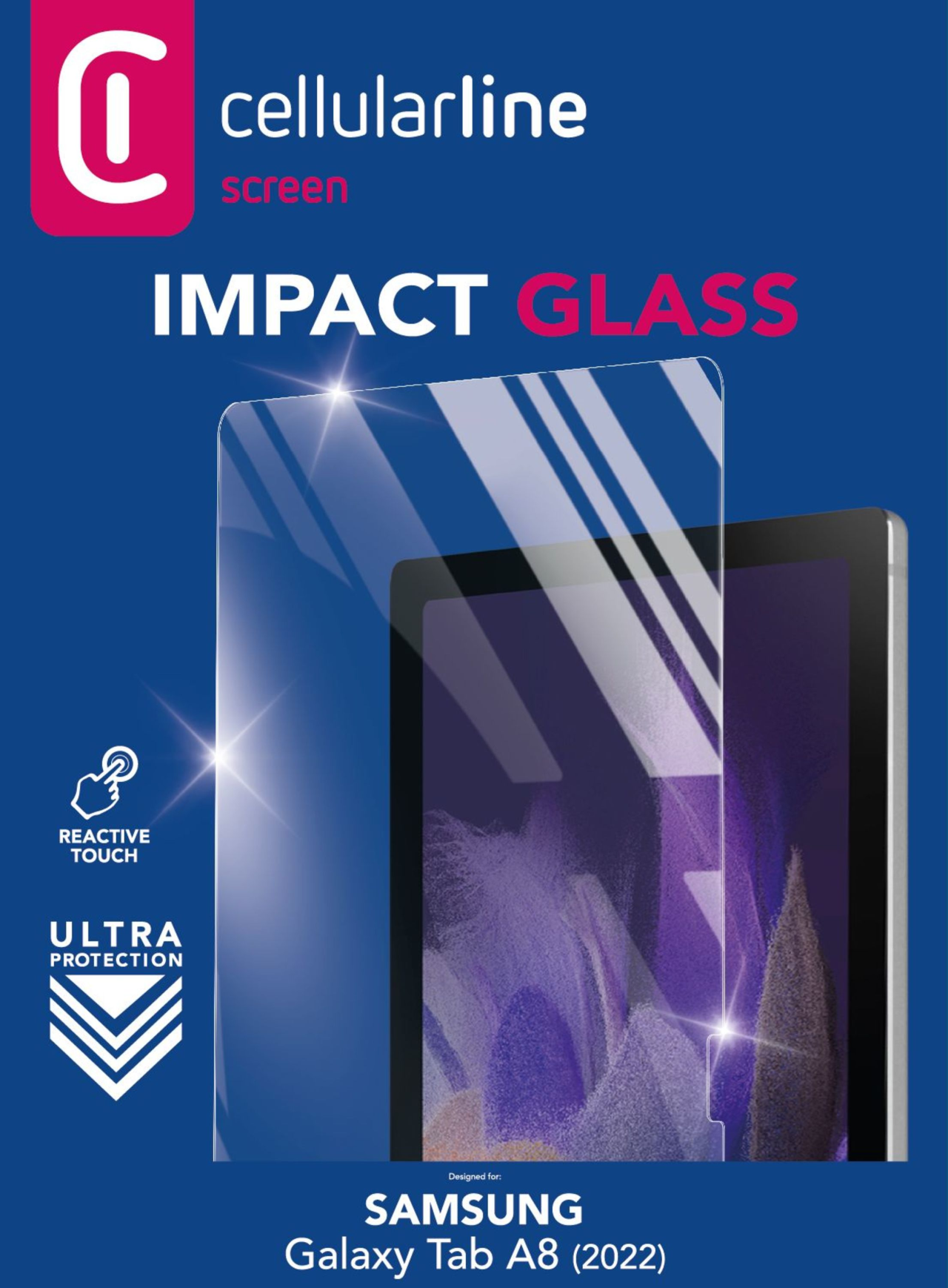 Ochranné tvrzené sklo Cellularline Glass pro Samsung Galaxy Tab A8 (2022)