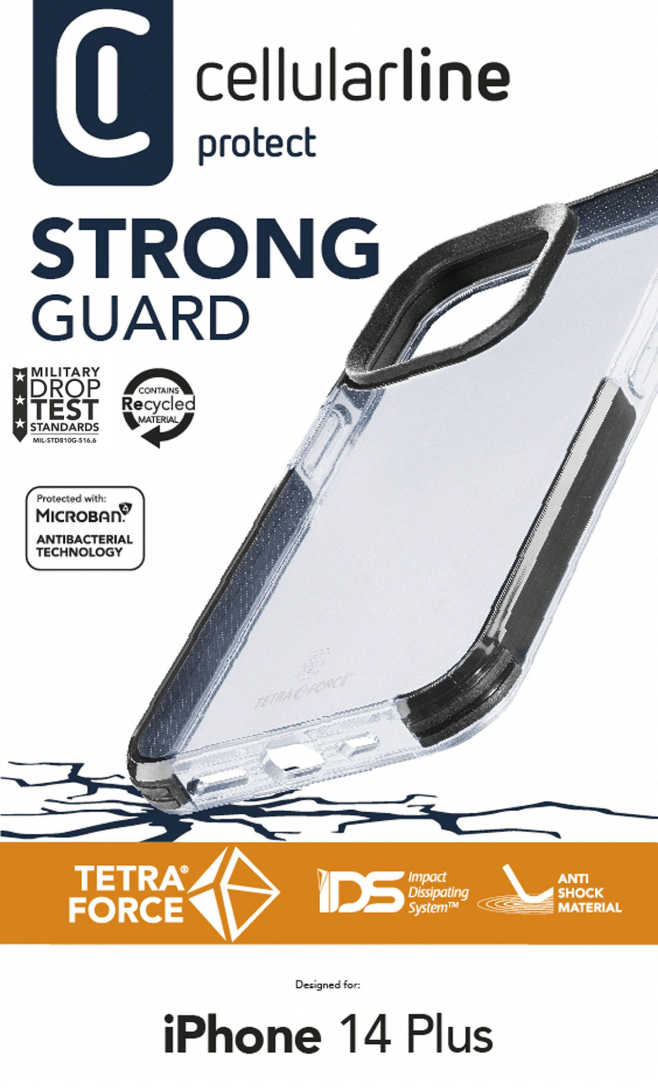 Ultra ochranné pouzdro Cellularline Tetra Force Shock-Twist pro Apple iPhone 14 Plus, 2 stupně ochrany, transparentní