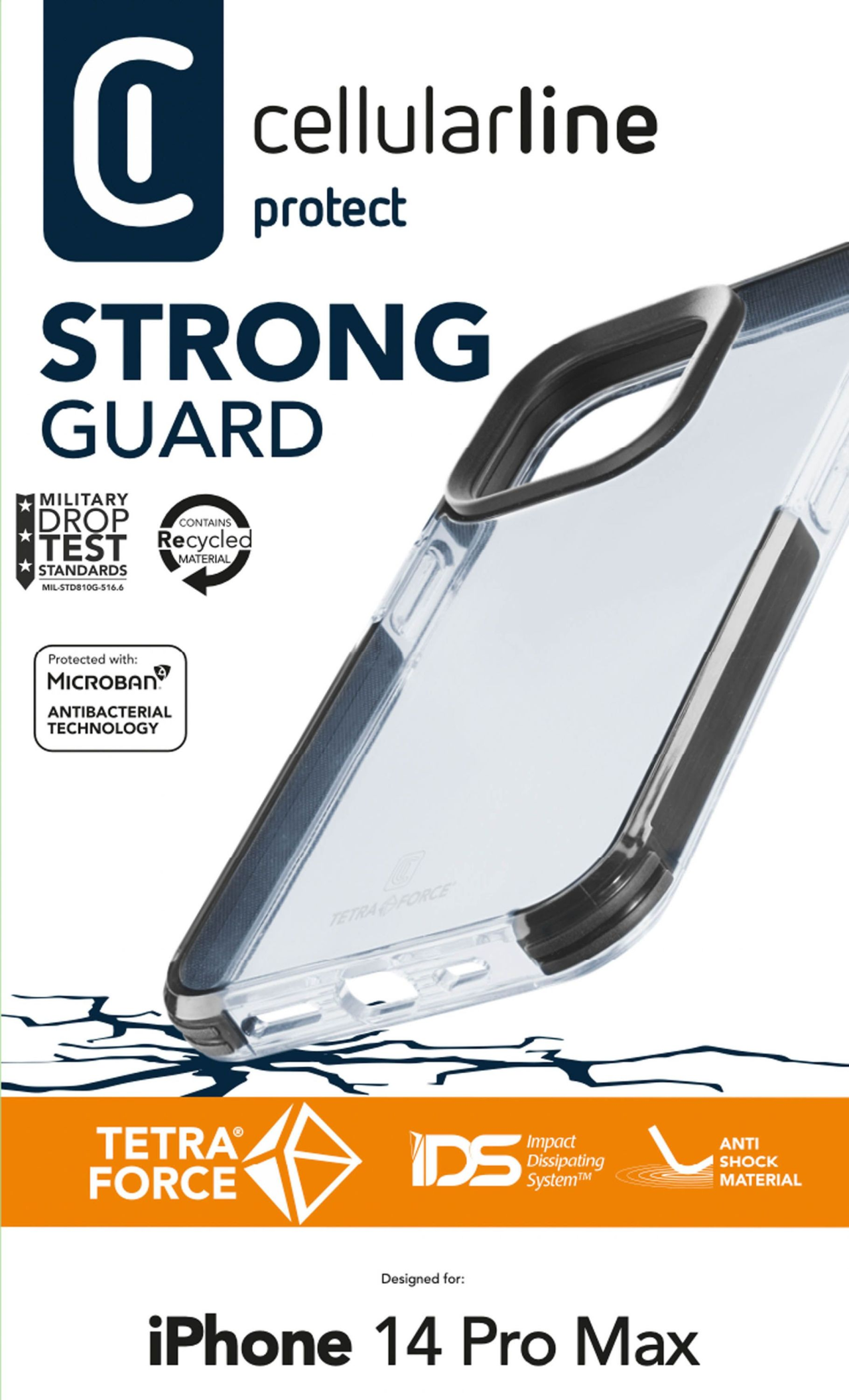 Ultra ochranné pouzdro Cellularline Tetra Force Shock-Twist pro Apple iPhone 14 PRO MAX, 2 stupně ochrany, transparentní