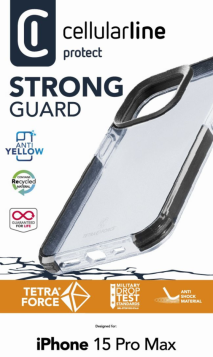 Ultra ochranné pouzdro Cellularline Tetra Force Shock-Twist pro Apple iPhone 15 Pro Max, 2 stupně ochrany, transparentní